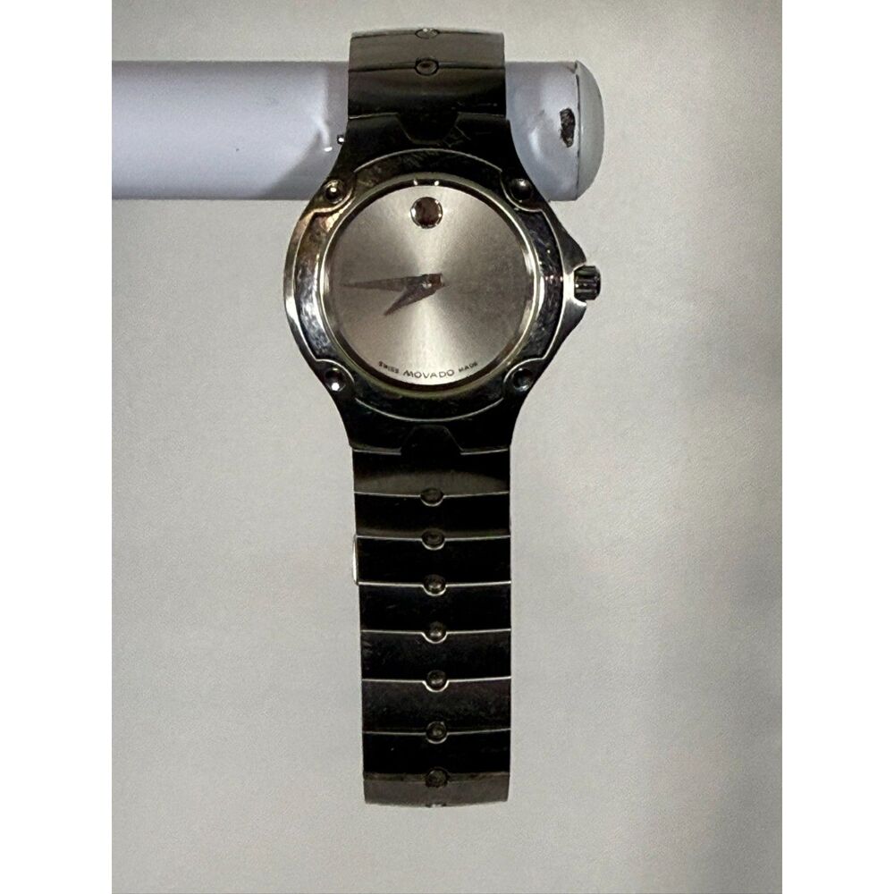 Movado Museum Watch Silver Dial Stainless Steel Wide Bracelet Swiss Made